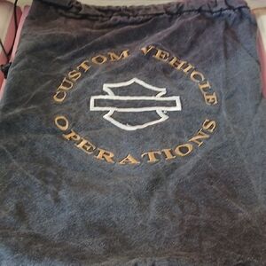 Harley-Davidson Black and Gold Drawstring Bag